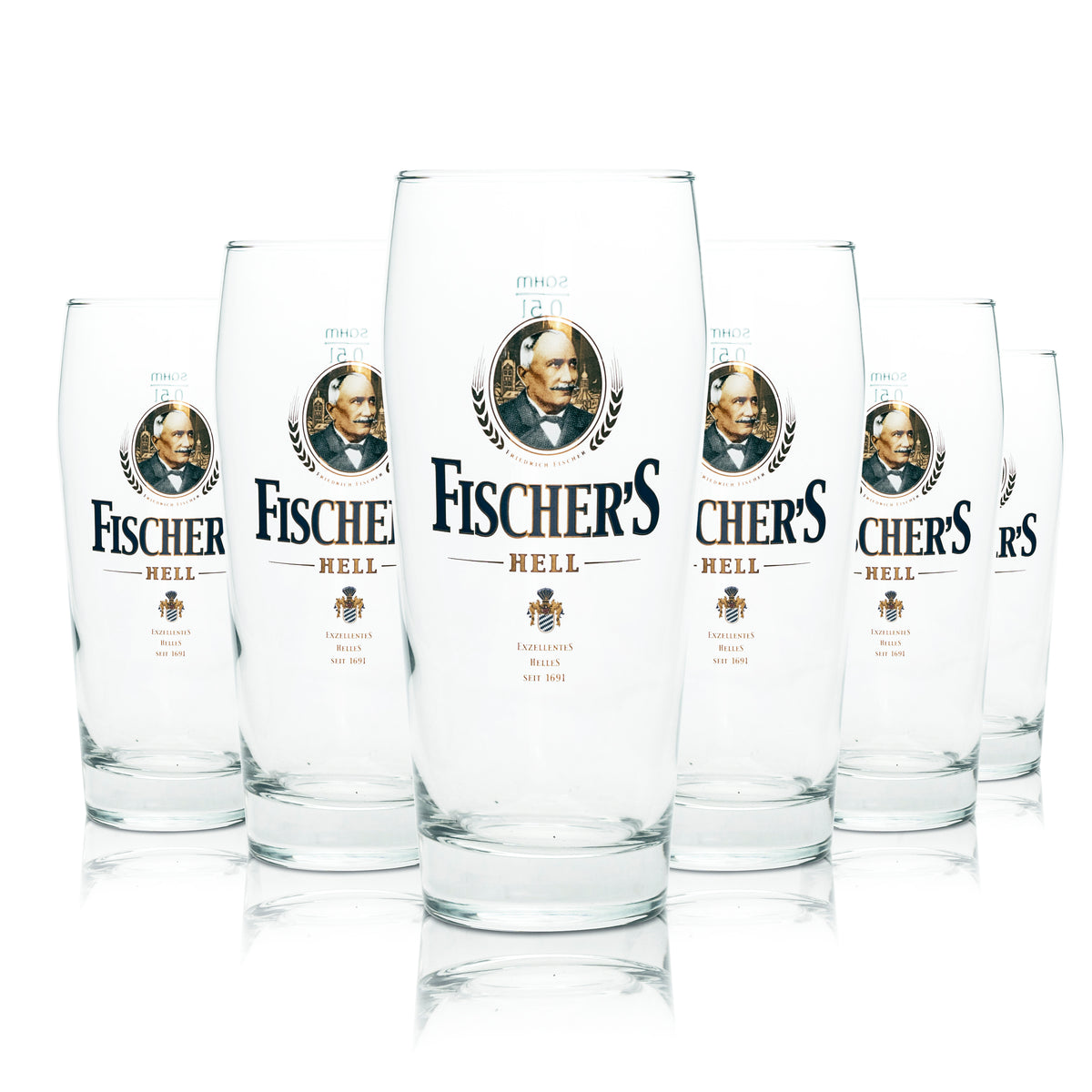 6x Fischers Beer Glass 0,5l Mug Bright Sahm Willi Glasses Pils Cup Tulip Beer – Widok 4