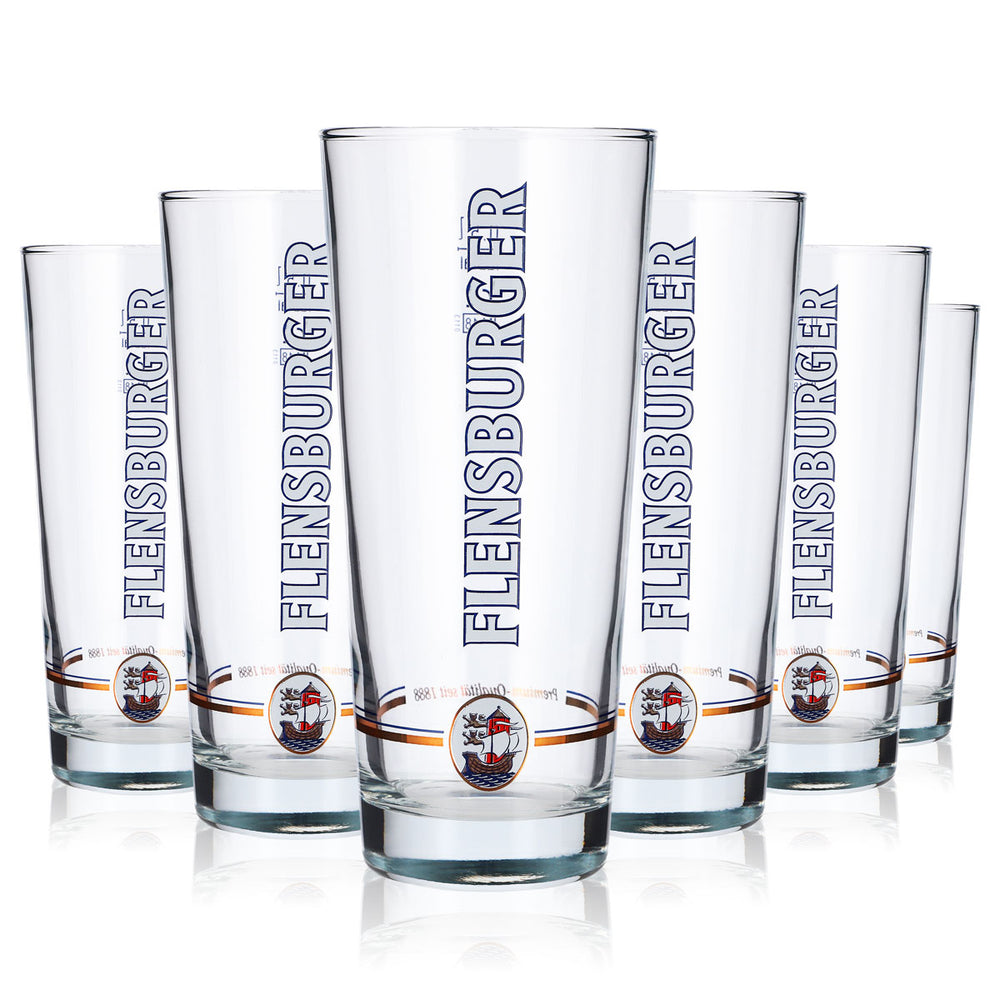 6 szt. szklanek do piwa z Flensburga, kubki o pojemności 0,5 l, szklanki typu tumbler, Frankonia, Rastal