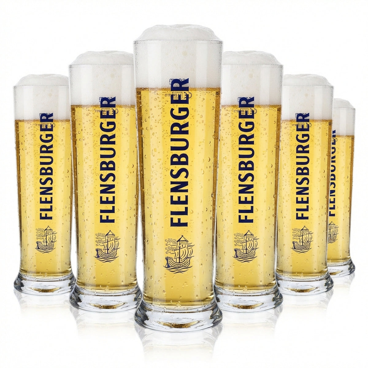6x szklanka do piwa Flensburger 0,5 l Szklanki do piwa Szklanka do piwa Kubek niebieski Napis Vancouver