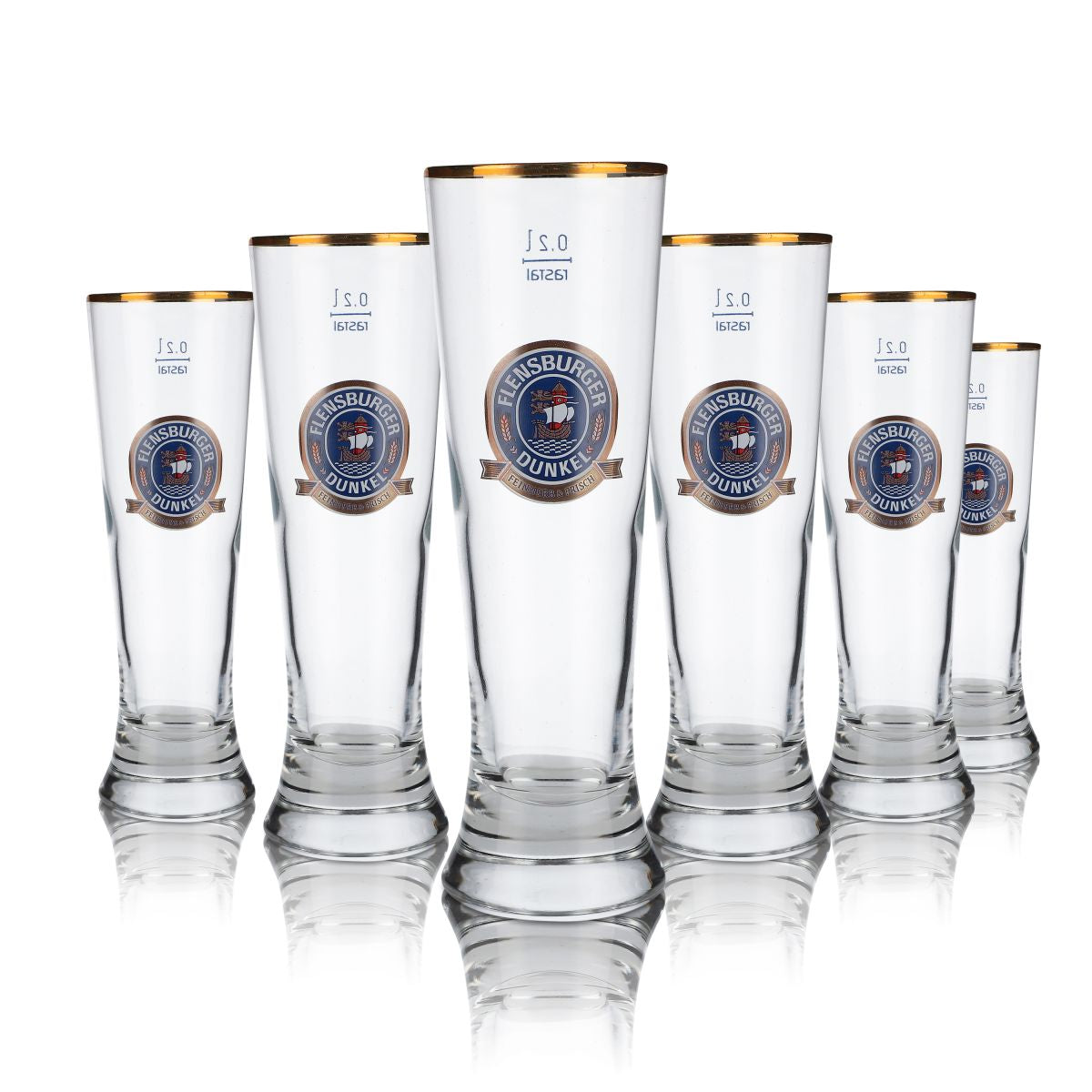 6x szklanki Flensburg 0,2 l Szklanki do piwa Merkur Tulpe Pilsener Dunkel