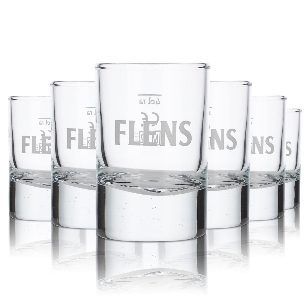 6x zestaw mini szklanek do piwa Flensburger Pilsener / szklanki do shotów FLENS / NORDLICHT