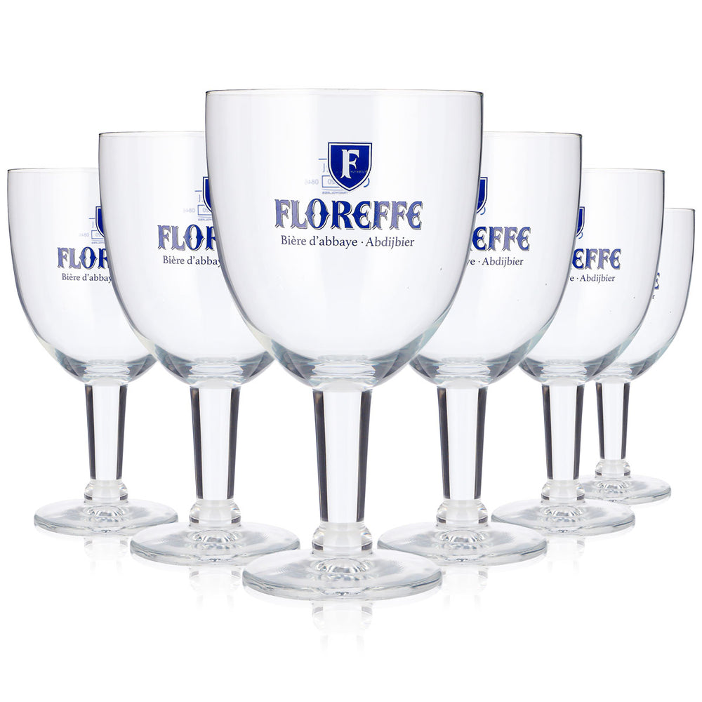 6 szklanek do piwa Floreffe o pojemności 0,5 l, w kształcie kielicha, z niebieskim logo Ritzenhoff (zestaw 6 sztuk)