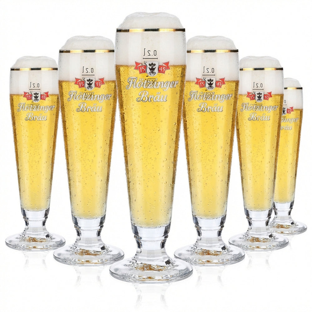 6x szklanki do piwa Flötzinger Szklanki do piwa 0,2 l Szklanki z złotym brzegiem