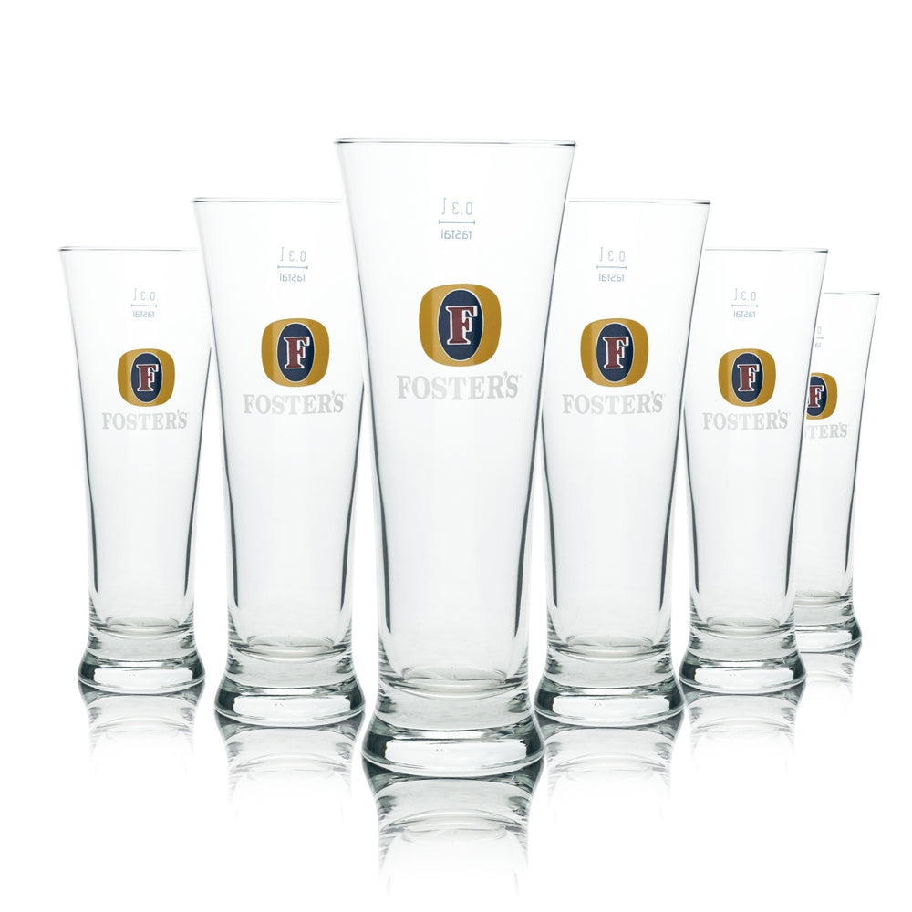 6x Fosters Glass 0,3l Szklanka do piwa Australia Gastro Oak Calibrate
