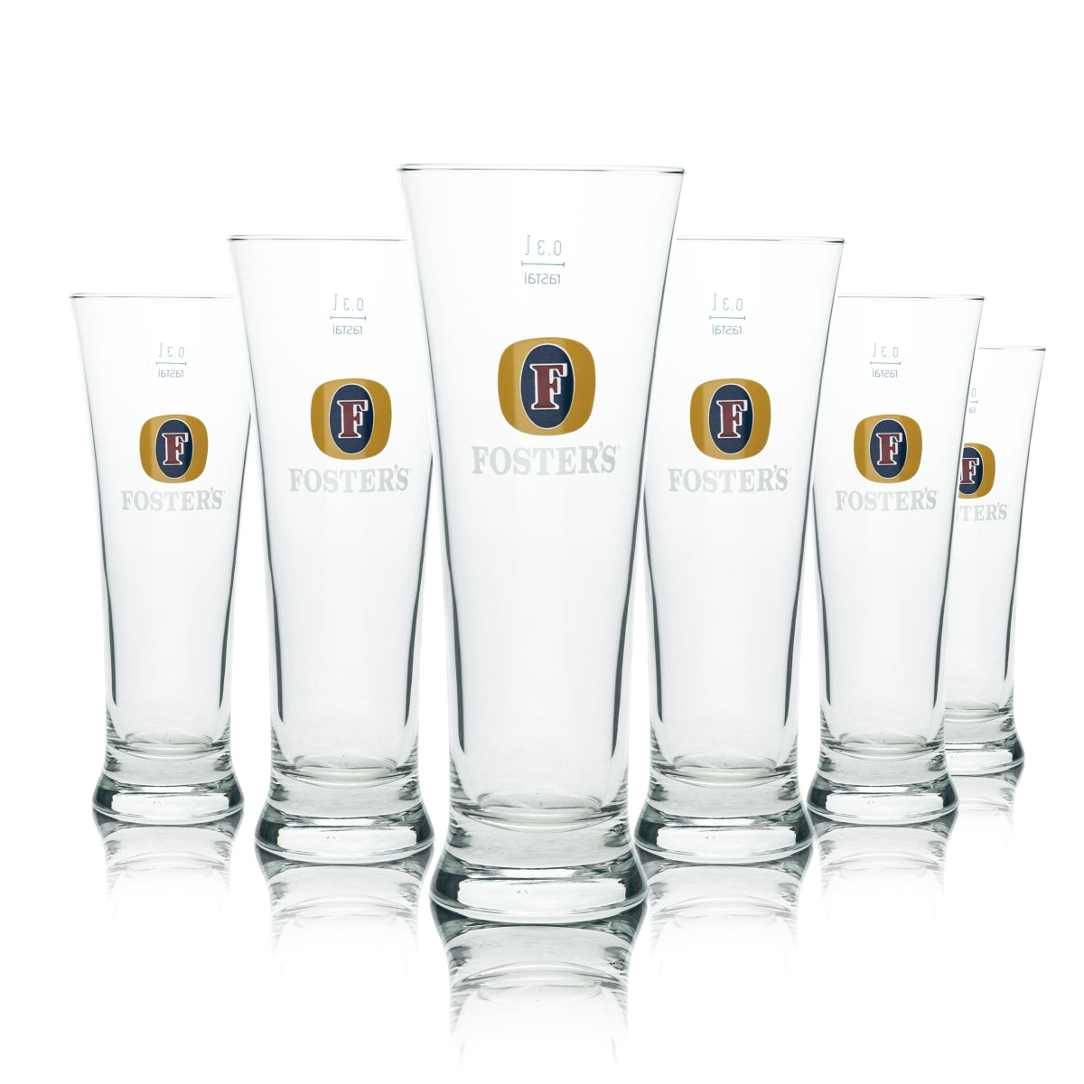 6x Fosters Glass 0,3l Szklanka do piwa Australia Gastro Oak Calibrate