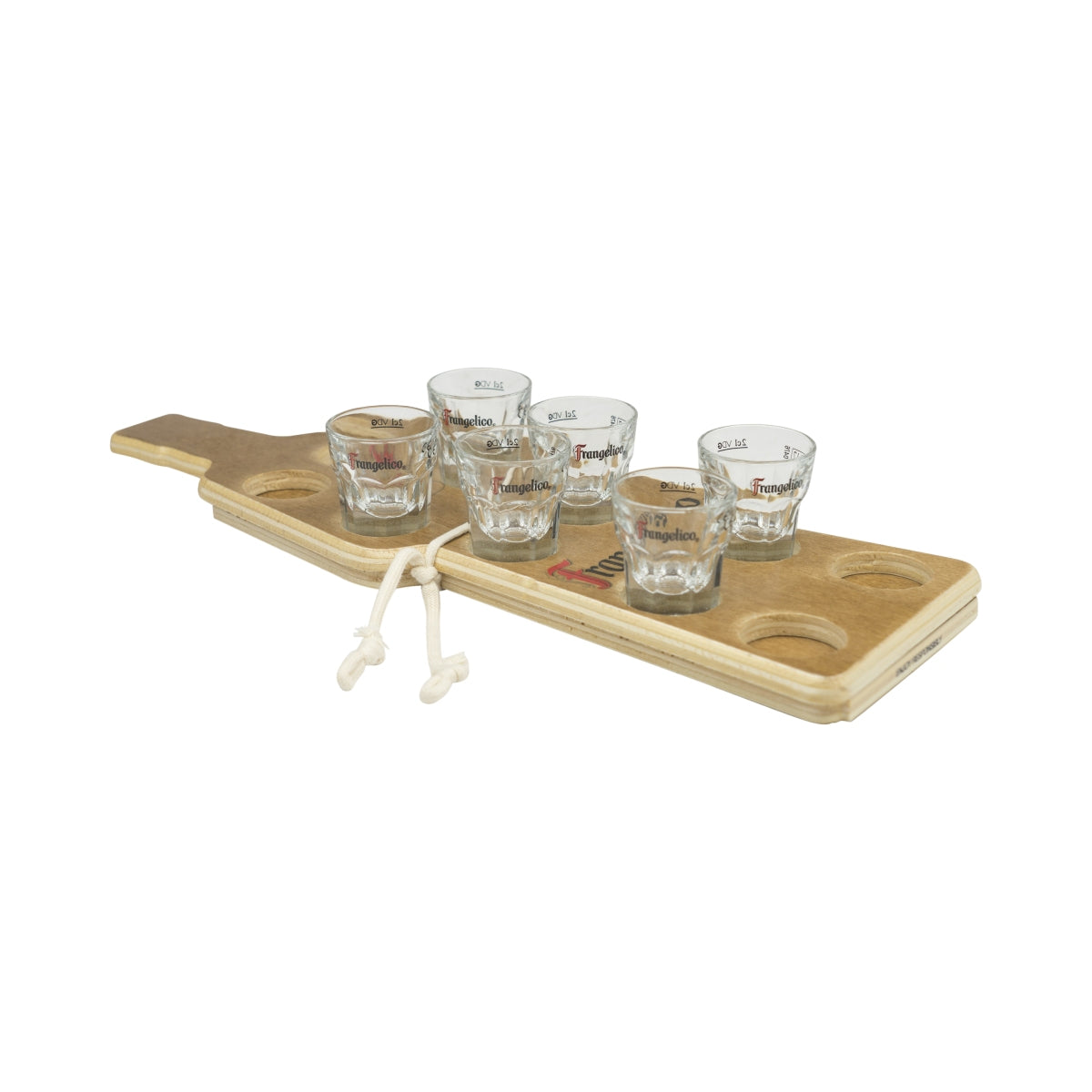 6x szklanka Frangelico + tacka Shot Schnaps Krótkie szklanki 2 cl Stamper Shotmeter Schnapslatte