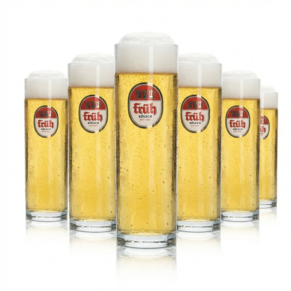 6x Früh Kölsch Bierstange Kieliszek do piwa 0,2 l Zestaw kieliszków Browar w Kolonii Pub Köbes