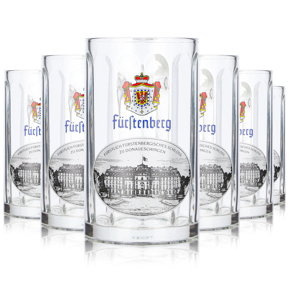 6 szklanek do piwa Fürstenberg o pojemności 0,25 l z motywem zamku Donaueschingen i wzorem Rastal (zestaw 6 sztuk)