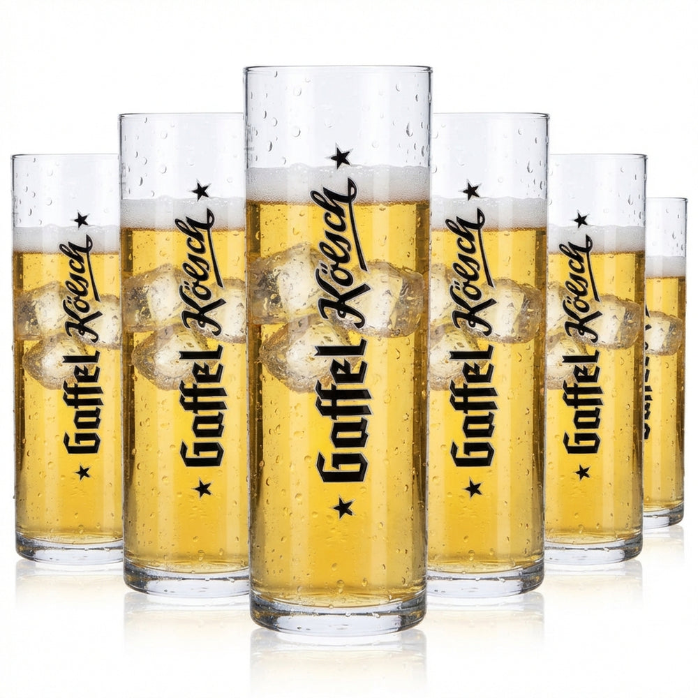 6x szklanka do piwa Gaffel Szklanki do piwa 0,2 l Szklanka do piwa Kölsch Pionowe logo, tylko napis Rastal