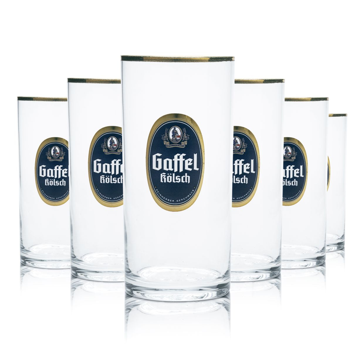 6x Gaffel Kölsch szklanka do piwa 0.1l bar złota krawędź szklanki zestaw browar gastro dąb