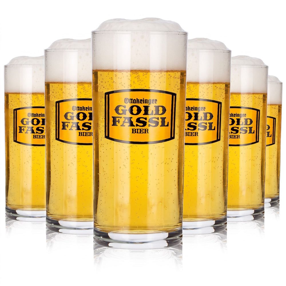 6 sztuk szklanych kubków do piwa „Gold Fassl” o pojemności 0,3 l