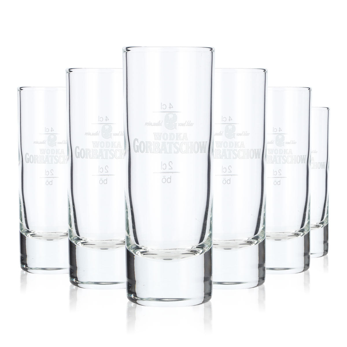 6x Gorbatschow Vodka Szklanka do shotów Stamper Krótka 2cl/4cl białe logo