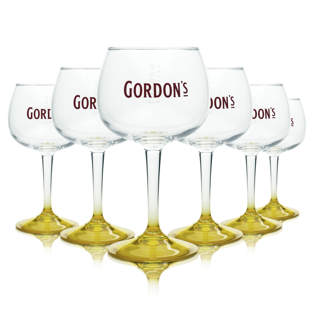 6x Gordons Gin Glass 0,5l Balloon Glasses żółty Koktajl Longdrink Tonic The Big One