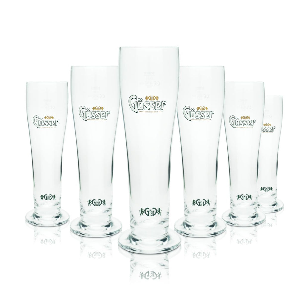 6x szklanka do piwa Gösser 0,3 l Szklanki typu pokal Szklanki do piwa Zestaw Szklanki Browar Austria