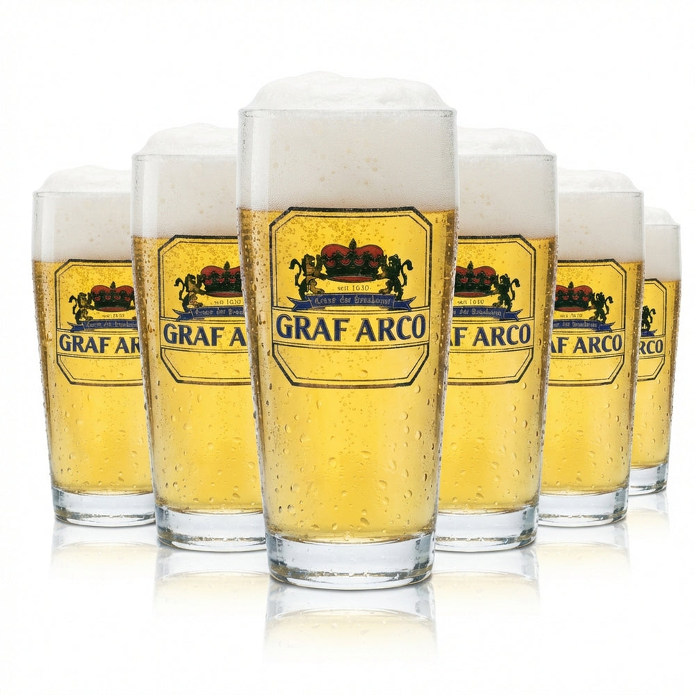 6x Graf Arco Szklanka do piwa 0,25l Kufel Szklanki Browar Bawaria Kalibrowane Gastro Helles