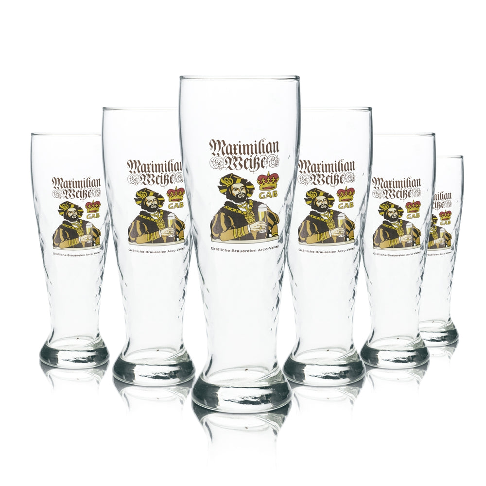 6x Graf Arco szkło do piwa pszenicznego 0.5l Hefe Weizen szklanki konturowe edycja specjalna Maximilian