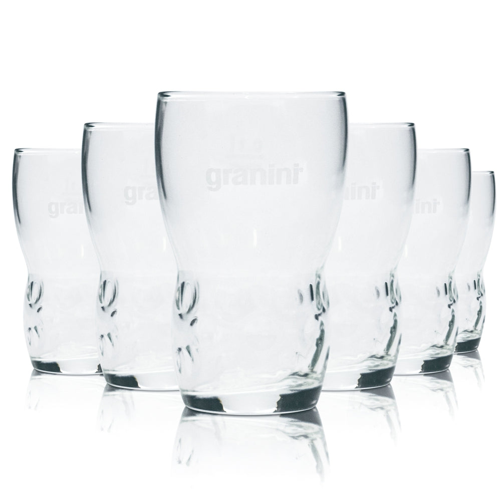 6x Granini Glass 0.1l Tumbler Contour Relief Juice Glasses Calibrated Gastro Bar