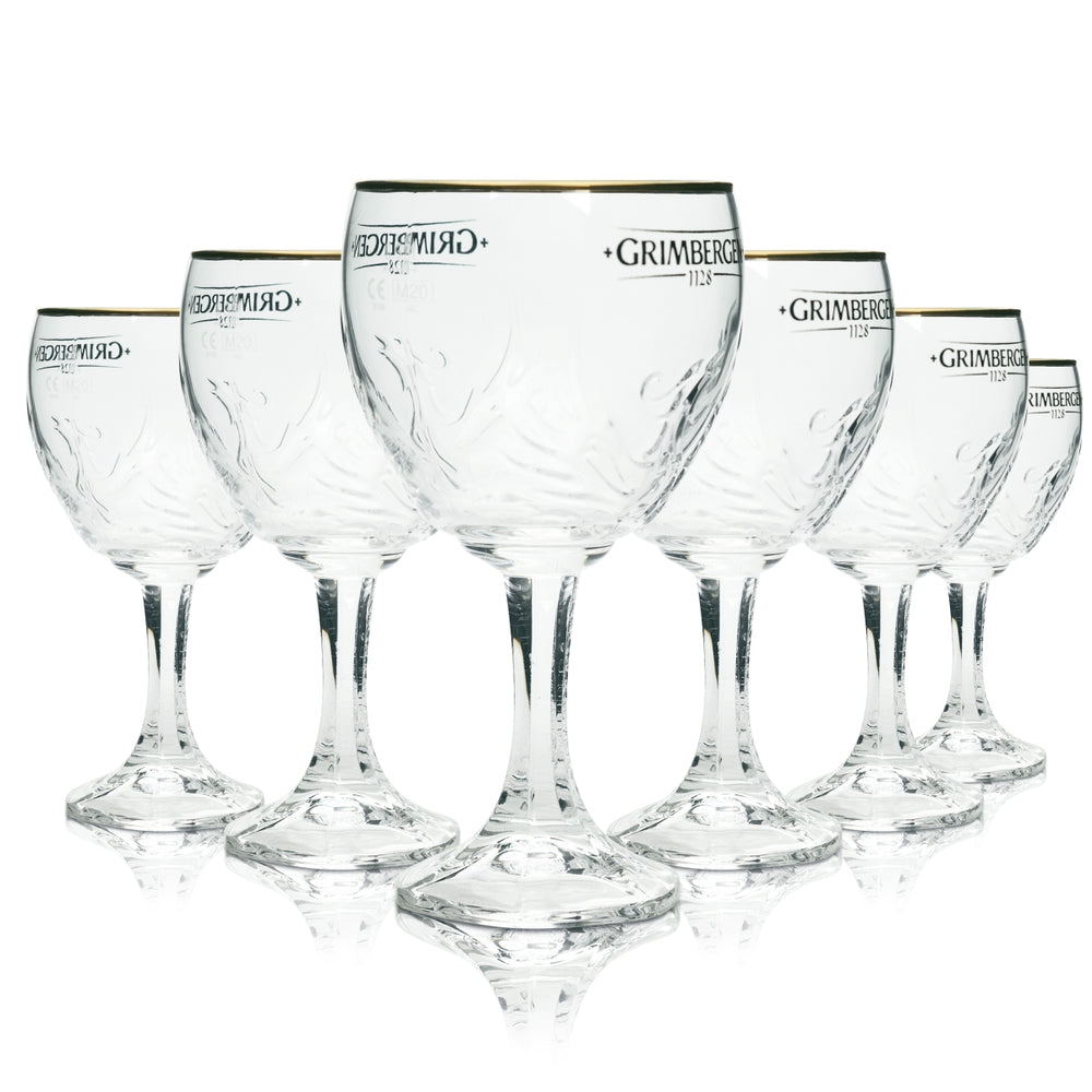 6x szklanka Grimbergen 0,33 l puchar kielich Phoenix kontur złota obwódka szklanki Gastro Beer