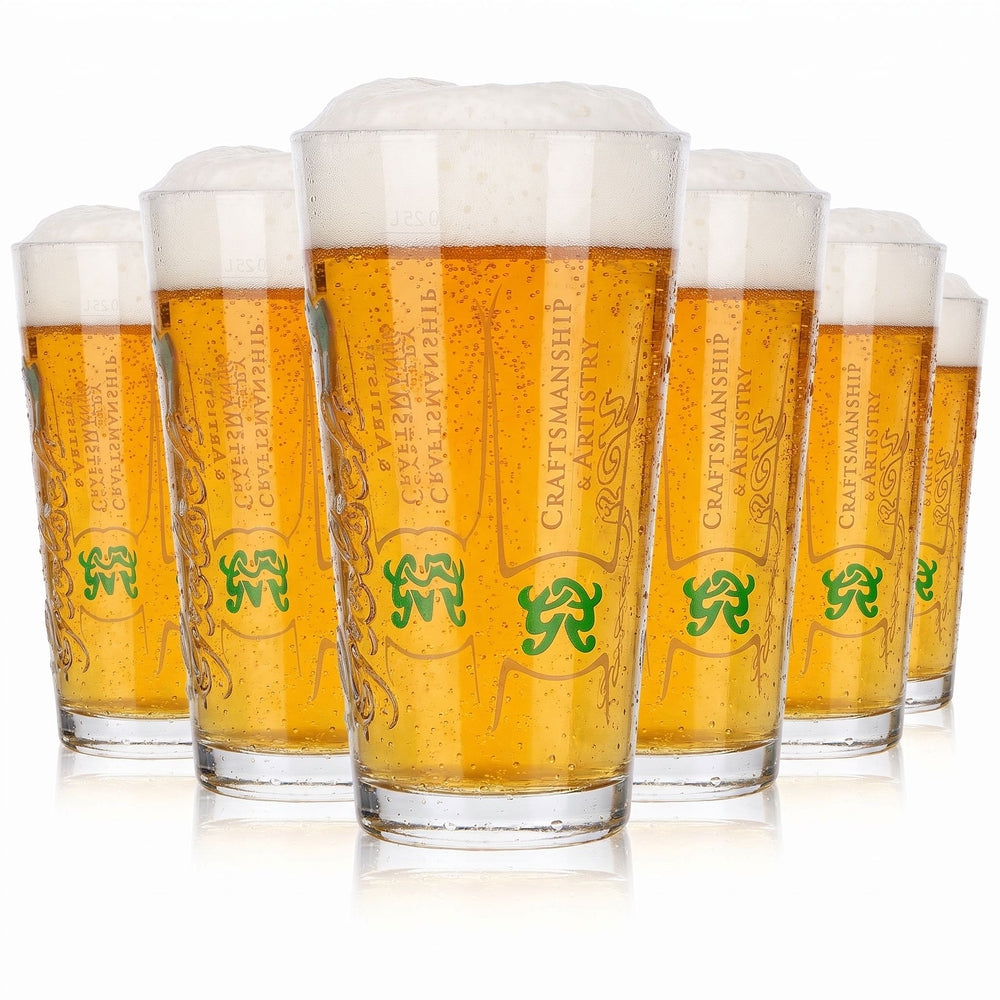 6 szklanek do piwa Grolsch o pojemności 0,25 l z reliefowym logo „Craftmanship & Artistry”