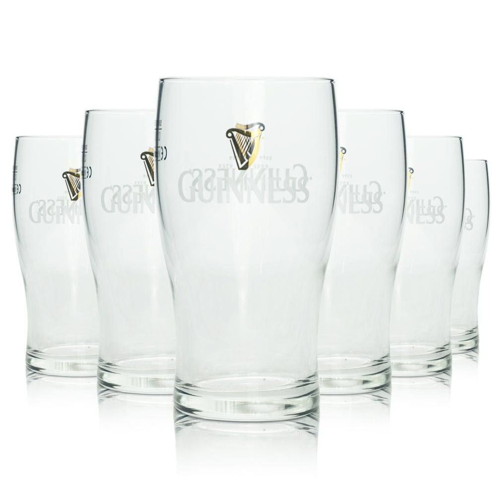 6x Guinness Beer Glass 0,2l Tulip Tumbler Mug Sahm Glasses Logo Pint Double