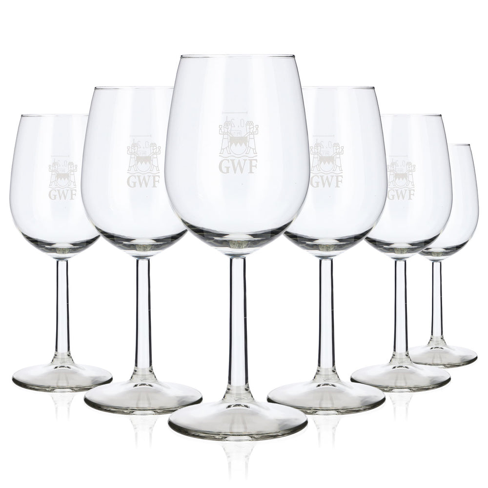 6 szt. kieliszków do wina GWF Frankenwein, kieliszki na nóżce, 0,20 l, ze srebrnym logo „Bouquet” (zestaw 6 szt.)