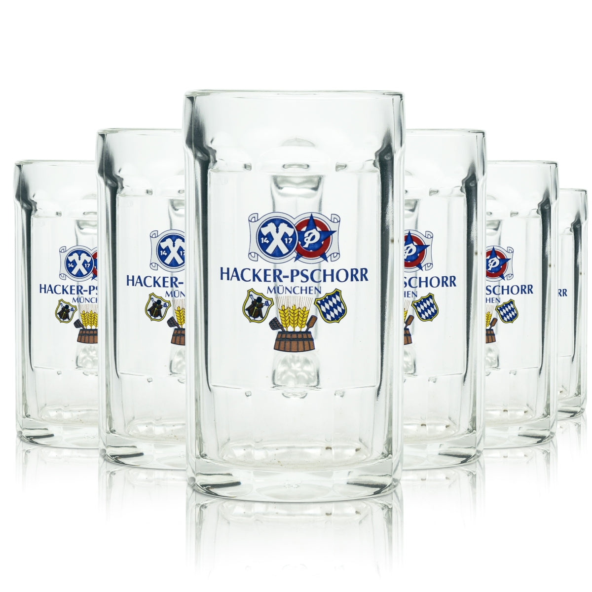 6x Hacker Pschorr Szklanka do piwa 0,25l Kufel Staufeneck Sahm Seidel Szklanki Tankard Beer