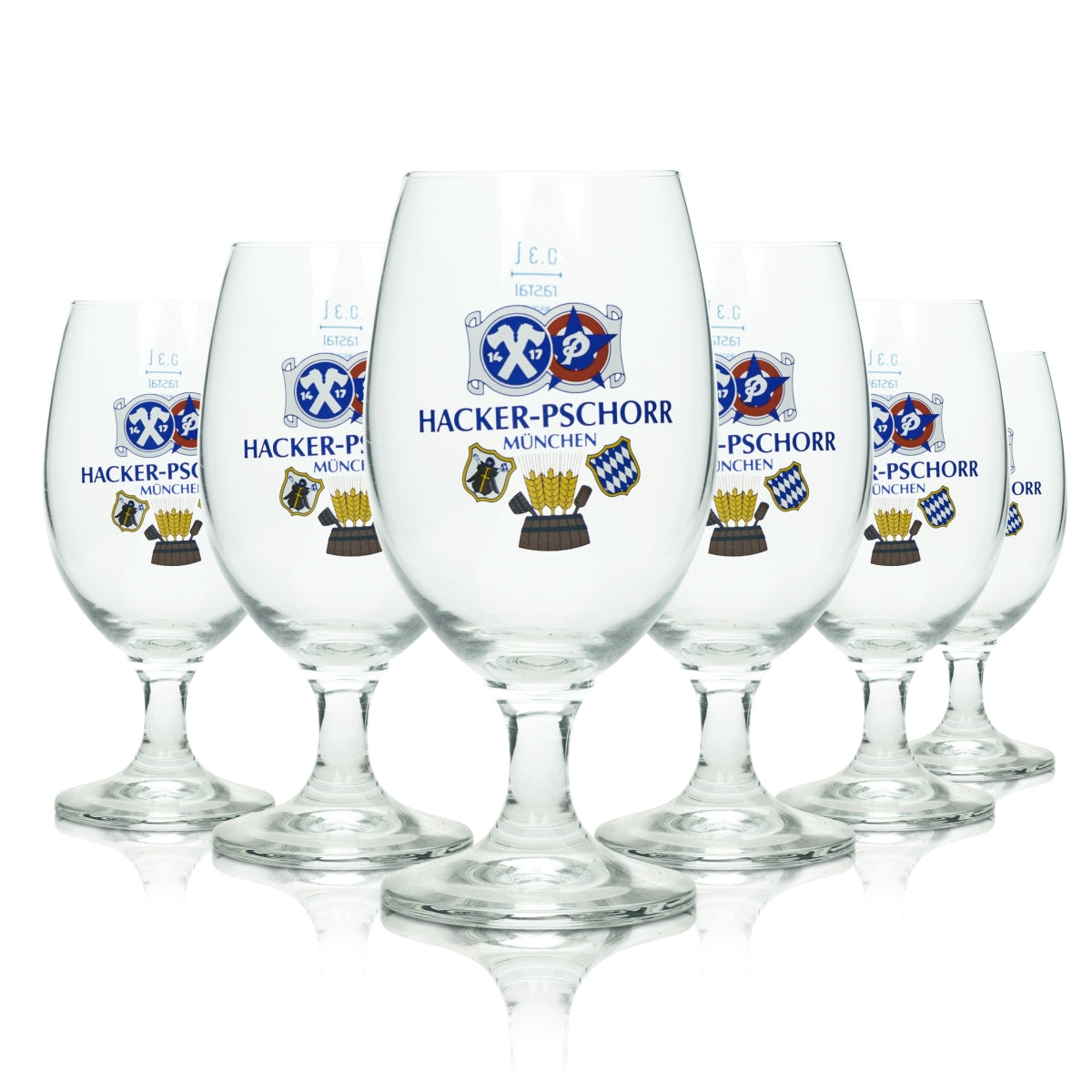 6x Hacker Pschorr Szklanka do piwa 0,3l Tulip Rastal Bright Glasses Goblet Stemmed Glass Beer