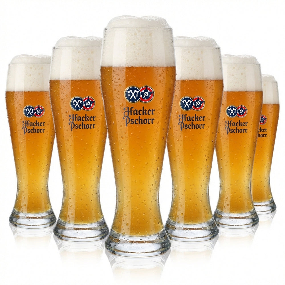 6x szklanka do piwa Hacker Pschorr 0,5 l Szklanka do piwa pszenicznego „Spitzingsee” – wzór Rastal