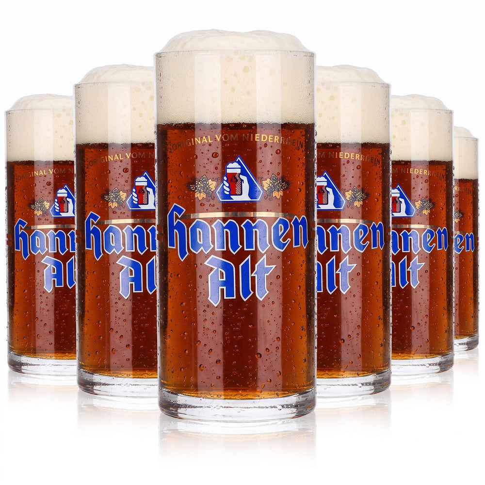 6 szklanek do piwa Hannen Alt o pojemności 0,25 l, z Dolnego Renu, Ritzenhoff, szklanki typu „Altglas” (zestaw 6 sztuk)
