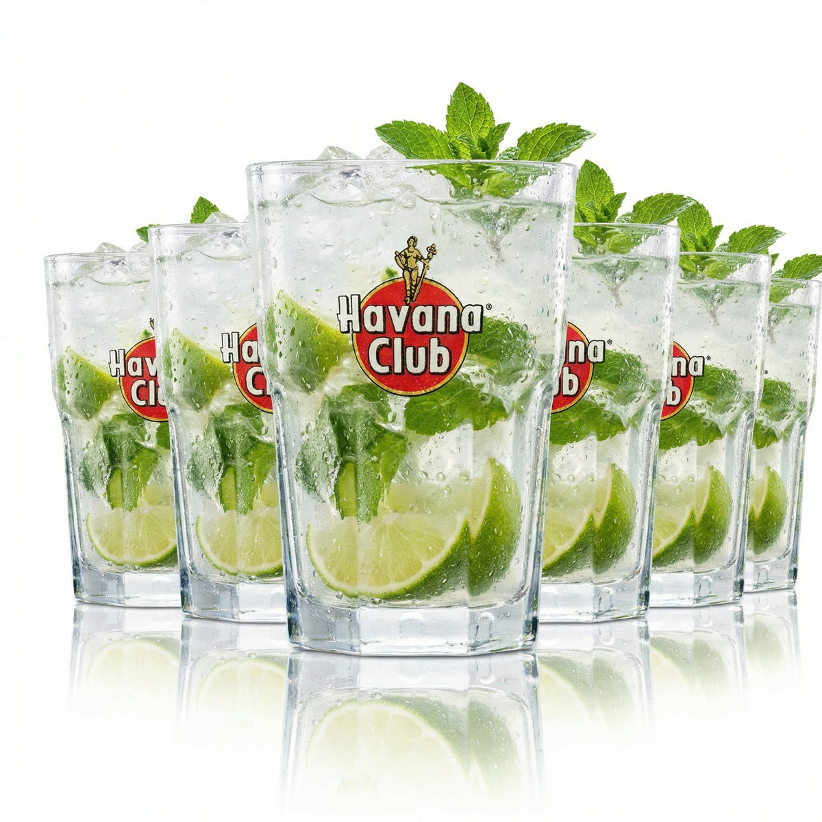6x Havana Club 0,34 l szklanka do long drinków – zestaw do koktajlu Cuba Libre z podziałką