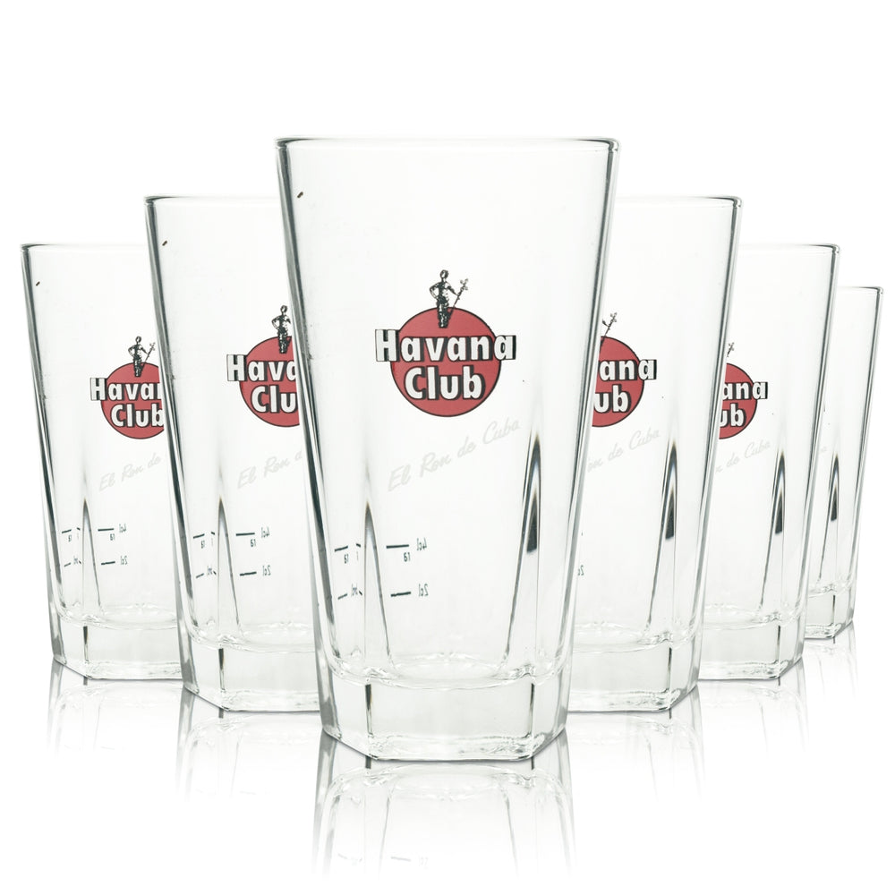 6x Havana Club Rum Glass 0.34l Kieliszek do koktajli Polygon Bottom Longdrink Glasses