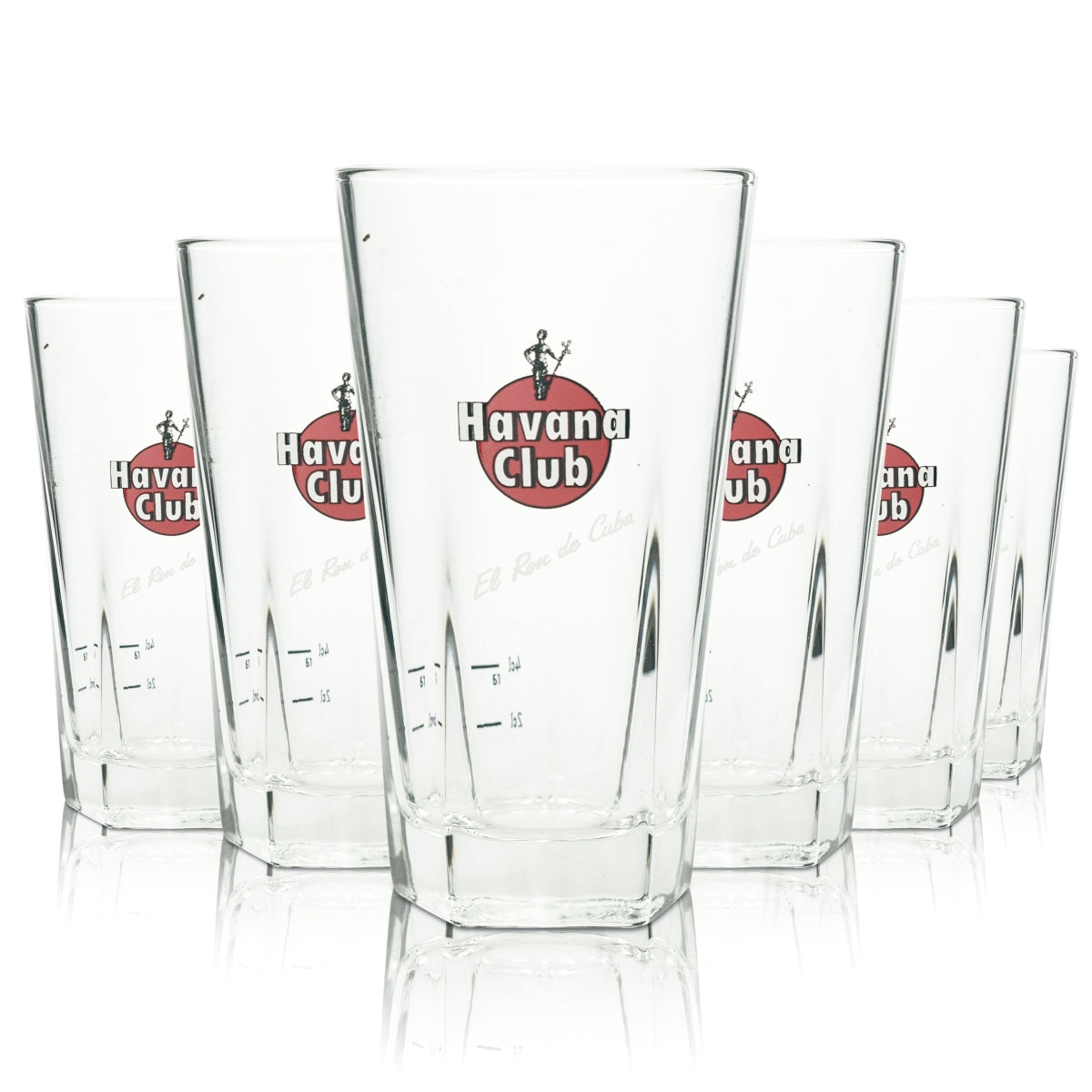 6x Havana Club Rum Glass 0.34l Kieliszek do koktajli Polygon Bottom Longdrink Glasses