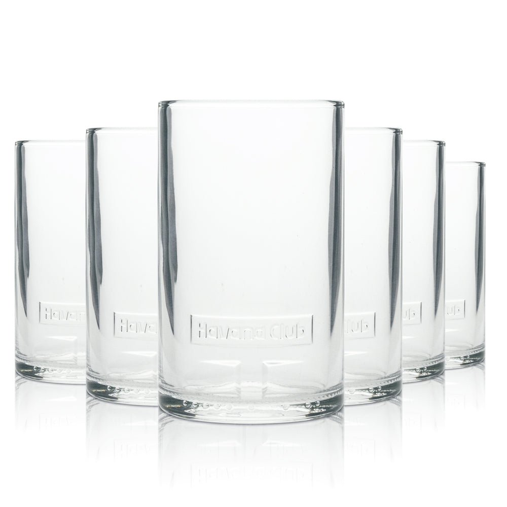 6x Havana Club Rum Glass Tumbler Cuban Relief
