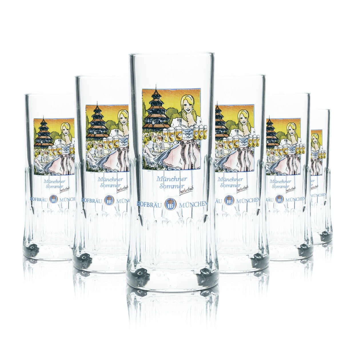 6x HB Munich Beer Glass 0.3l Tankard Seidel Glasses Naturtrüb Brewery Bayer