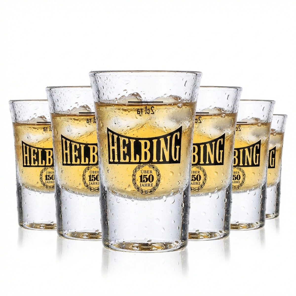 6x Helbing  Kümmel Kieliszek do shotów Kieliszek z nóżką Design 150 lat Exclusive