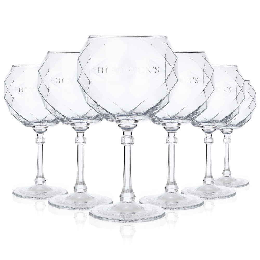 6x kieliszek do ginu Hendricks 0,5 l, designerskie kieliszki balonowe, elegancki reliefowy kontur szkła, aperitif