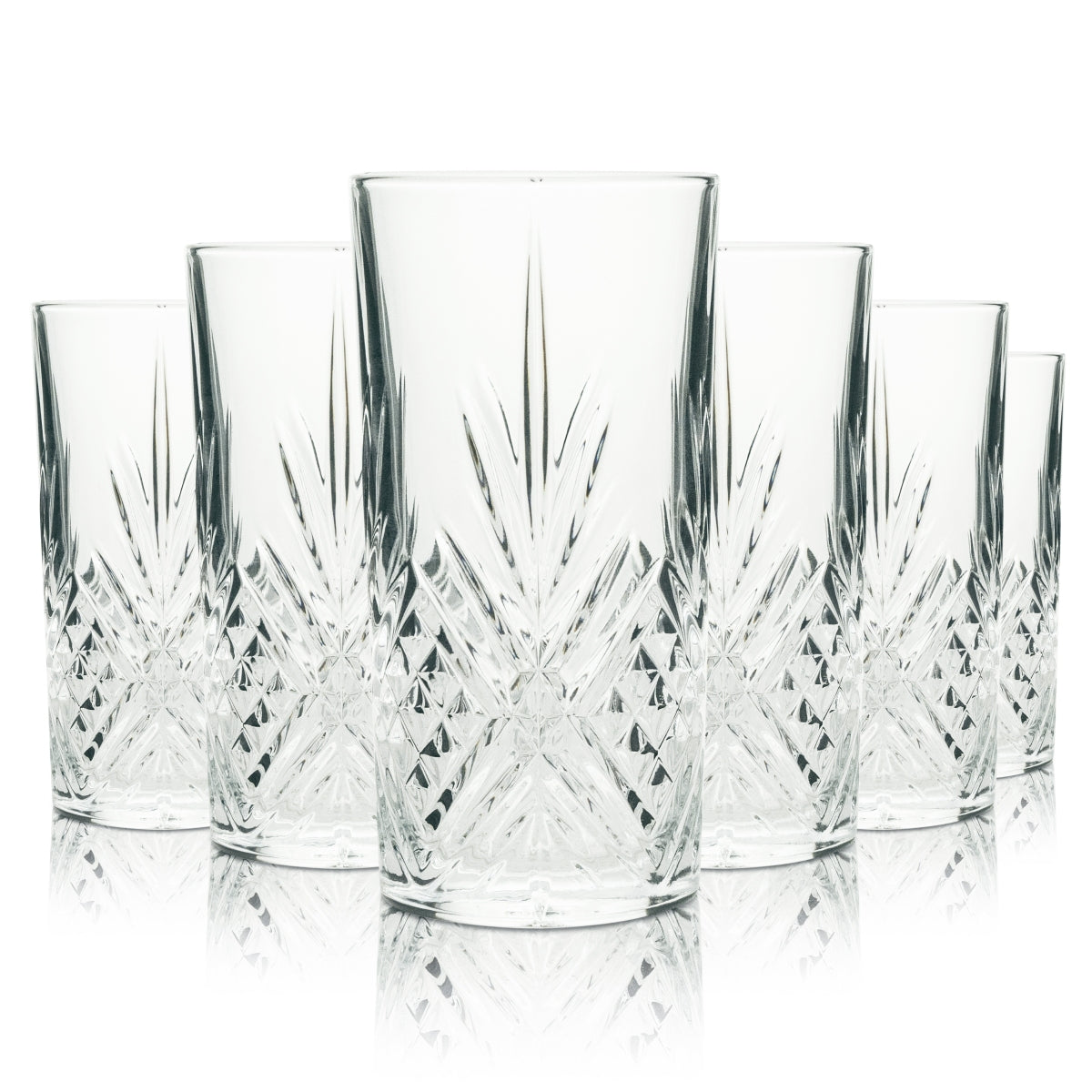 6x Hendricks Glass 0,3l Gin Tonic Longdrink Relief Kryształowe kieliszki koktajlowe Noble