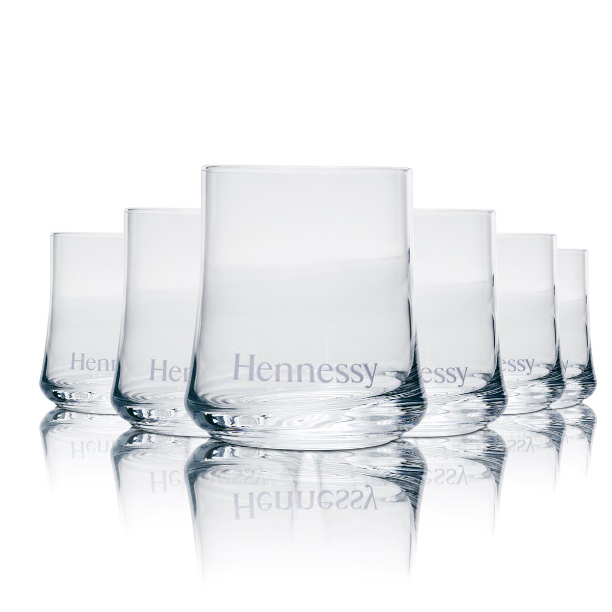 6x cienki szklany kubek do whisky Hennessy