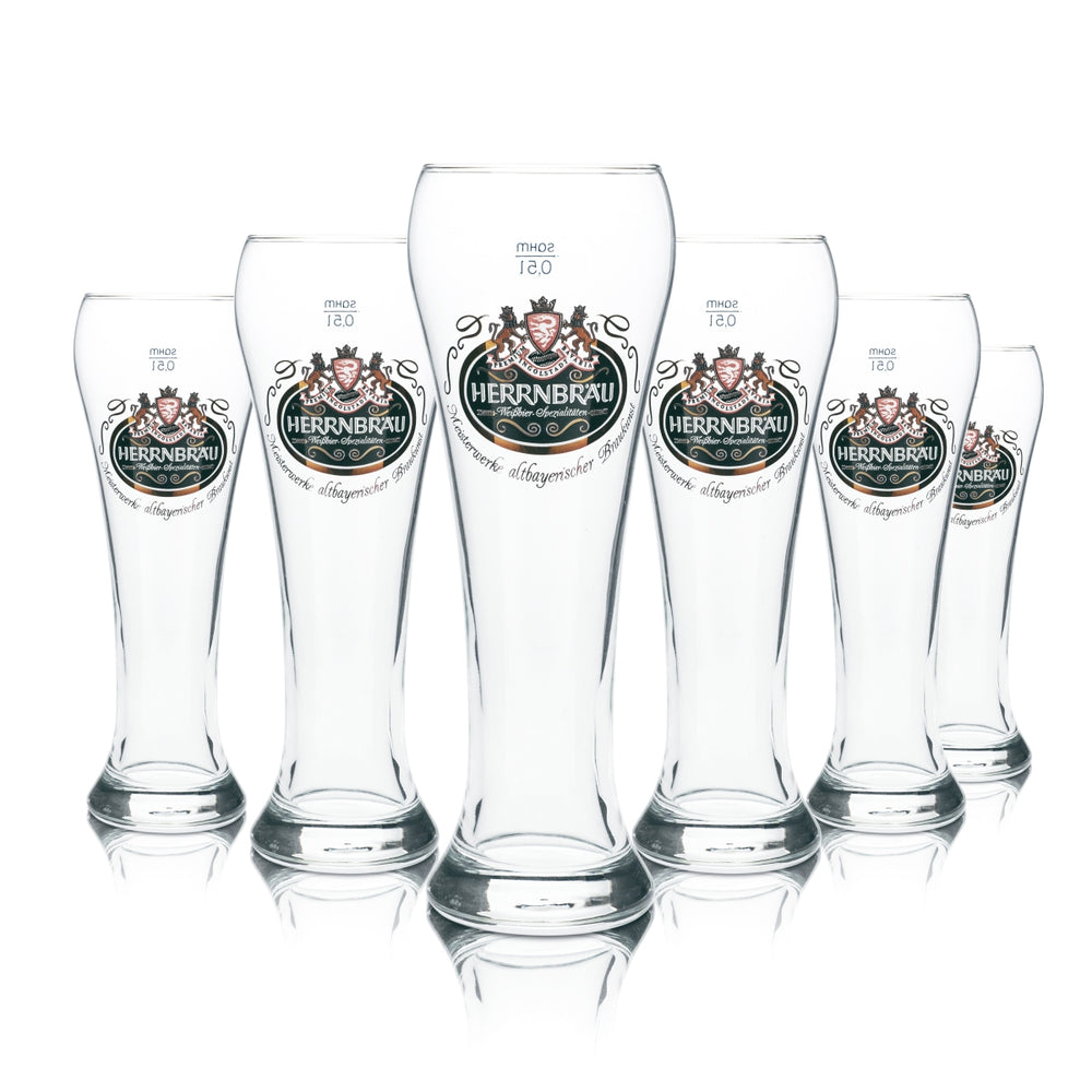 6x Herrbräu Szklanka do piwa pszenicznego 0,5 l Drożdżowe piwo pszeniczne Szklanki Browar Gastronomia Bar Pub
