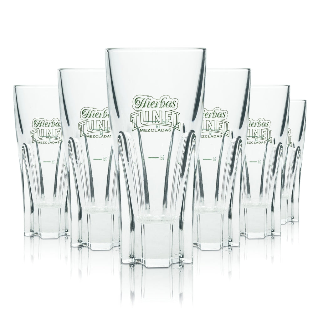 6x Hierbas Tunel Liqueur Glass Tumbler Longdrink Glasses Cocktail Schnapps Relief 4cl
