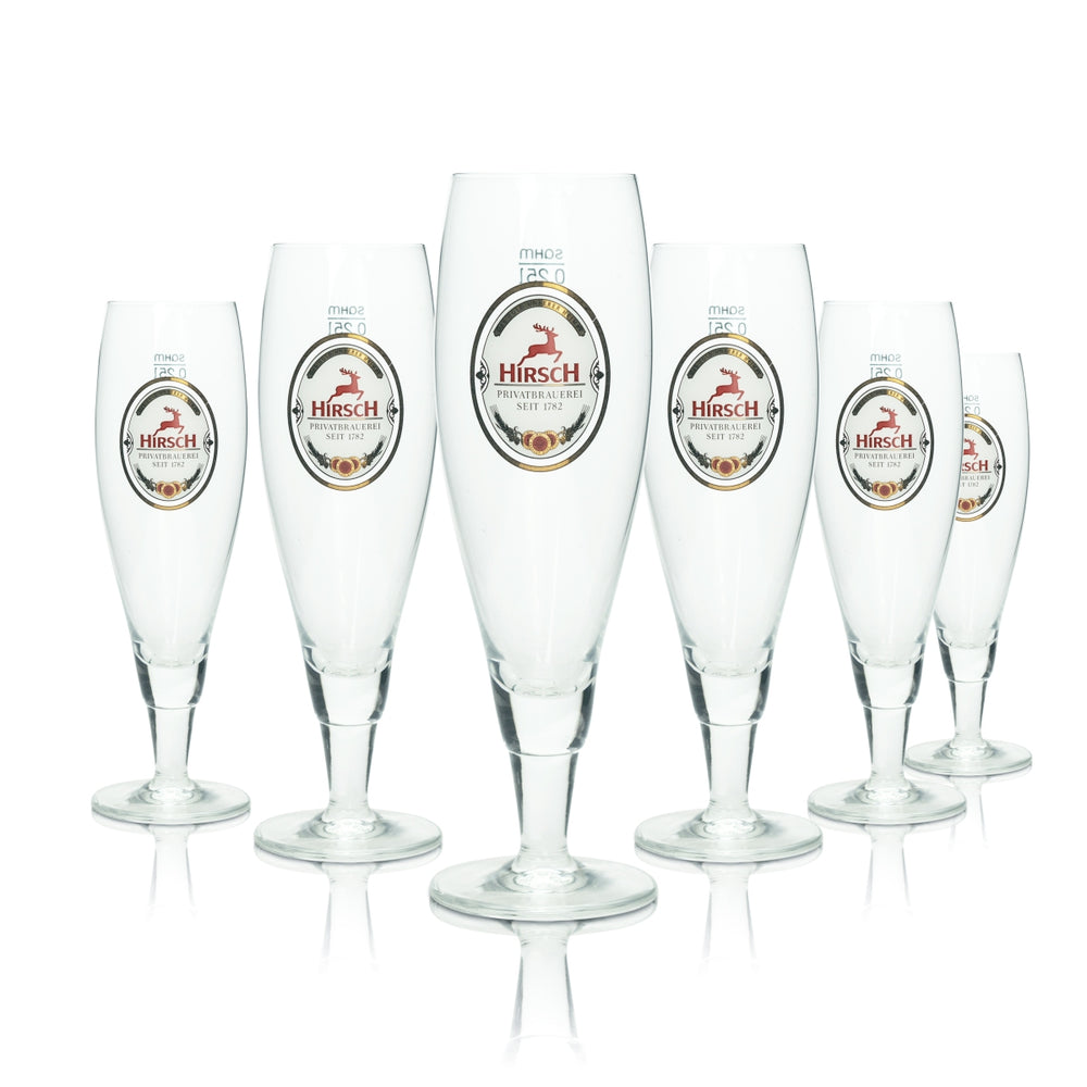 6x Hirsch Bräu szklanka do piwa 0,25l Alba Pokal Pils szklanki Tulip szkło na nóżce Beer Bar