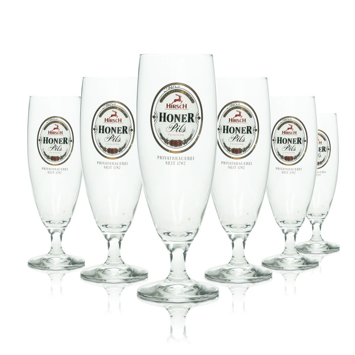 6x Hirsch Bräu szklanka do piwa 0,25l puchar Pils Sahm szklanki tulipan browar szklanka na nóżce