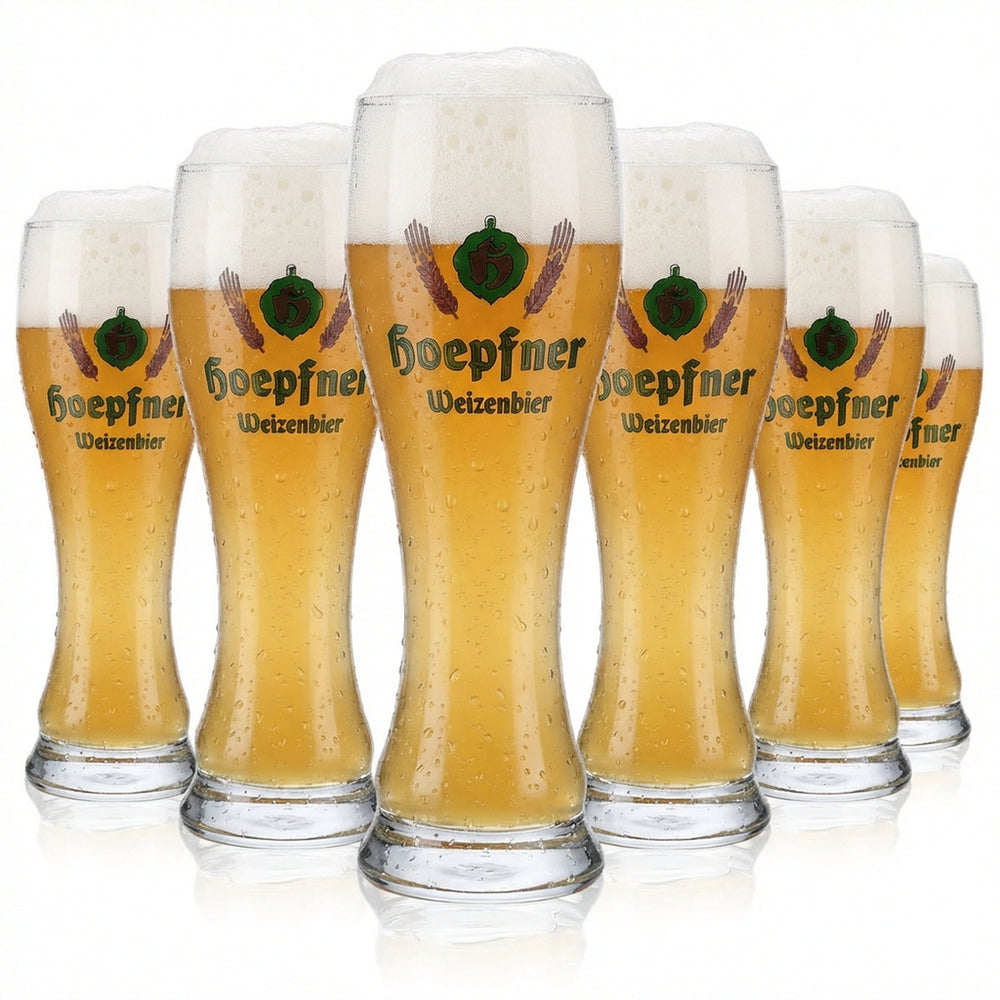 6x szklanka do piwa Hoepfner 0,5 l Szklanka do piwa pszenicznego z zielonym logo Sahm Walchensee