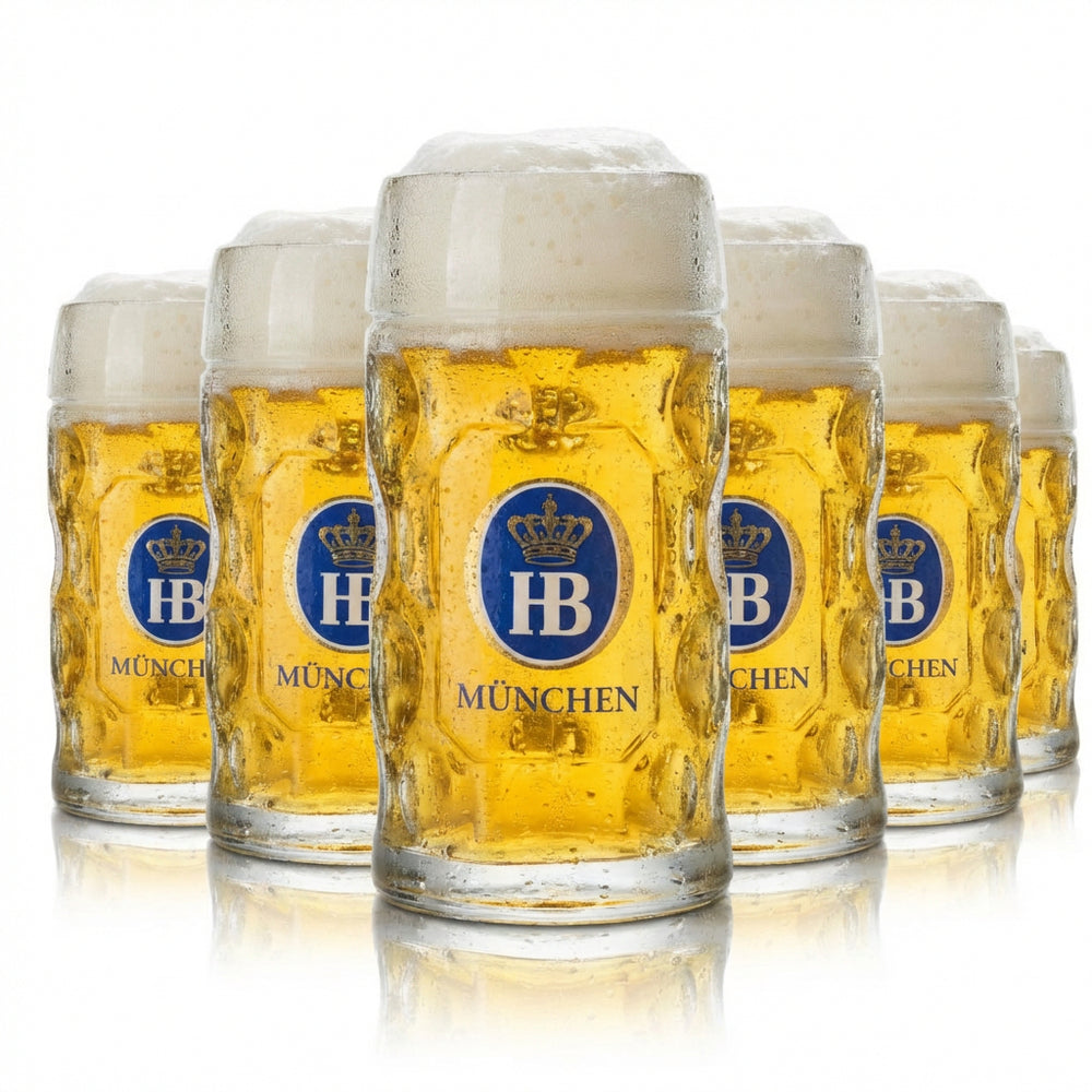 6x Hofbräuhaus München Szklanka do piwa 0,3 l Kufel HB Szklanka profilowana Kufel Seidel Zestaw szklanek Browar