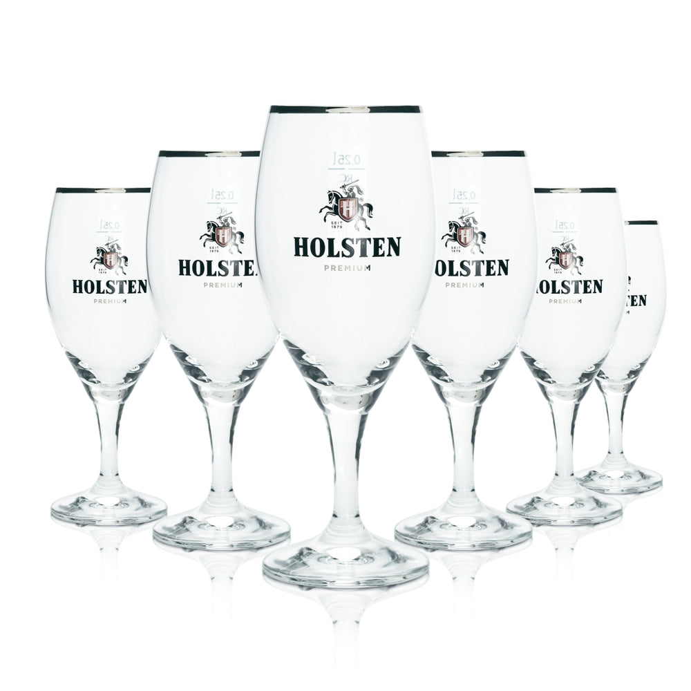 6x Holsten szklanka do piwa 0.25l premium goblet szklanki platynowy brzeg tulipan Gastro Geeicht