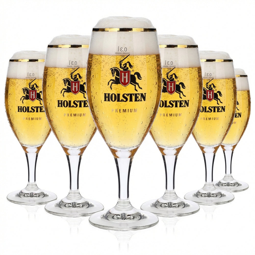 6x szklanki do piwa Holsten 0,3 l Pokal Premium Goldrand Ritzenhoff
