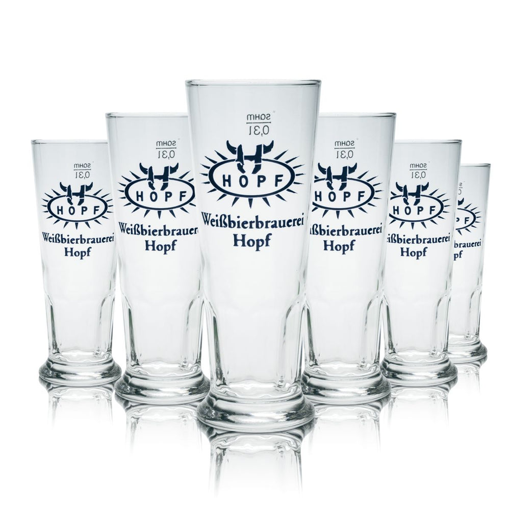 6x Hopf szklanka do piwa pszenicznego 0.3l szklanka do Hefeweizen zestaw szklanek browar gastro dąb