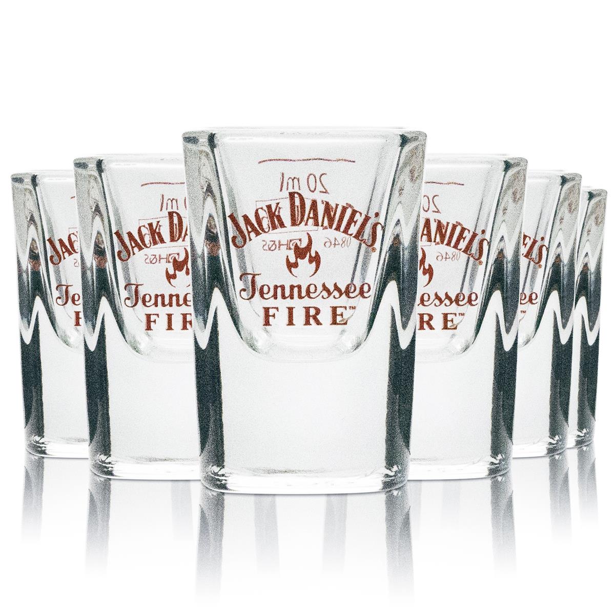 6x Jack Daniels Fire Shotglas 2cl Kieliszki do whisky Kurze Stamper Kalibrowane Gastro