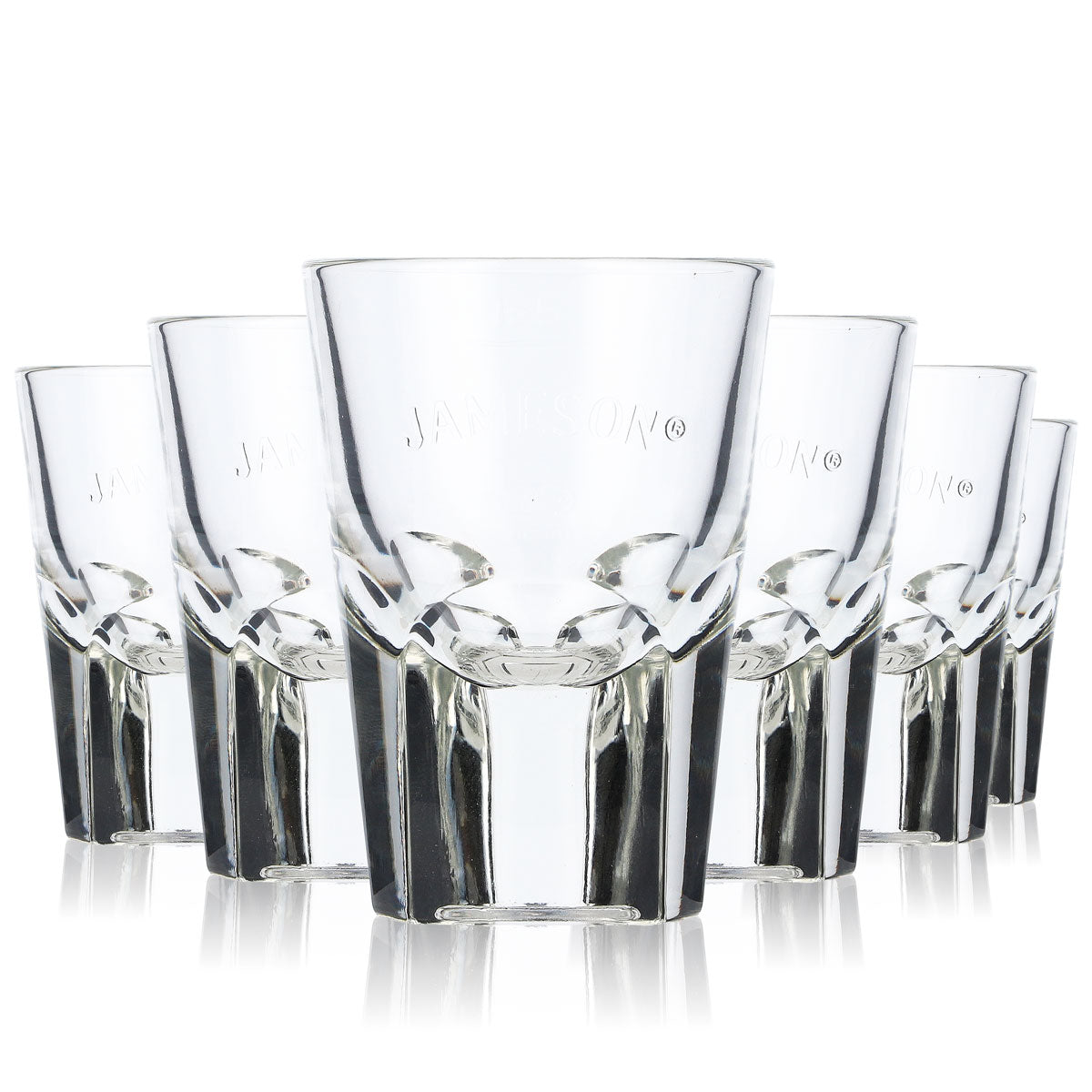 6x Jameson Whiskey Szklanka Shotglas Stamper Krótka 2cl/4cl Relief Trójkątne dno