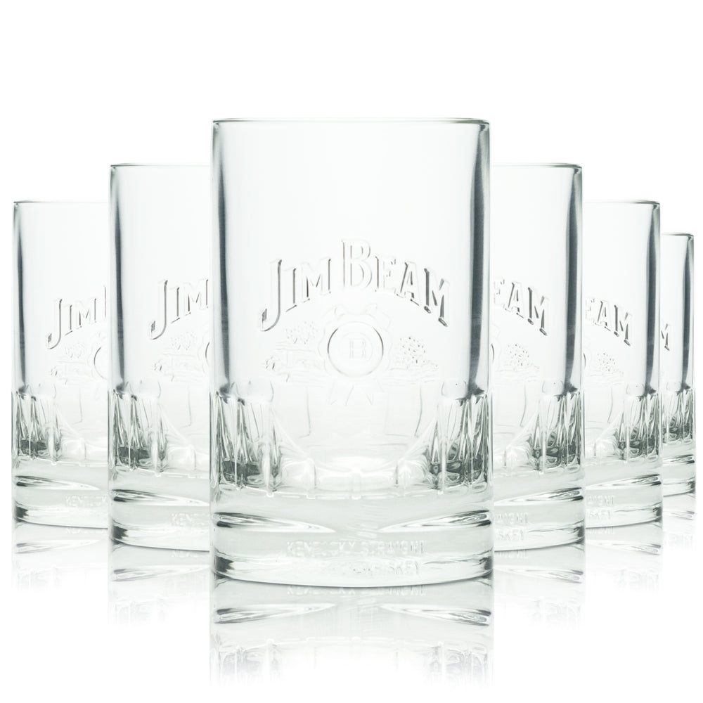 6x Jim Beam Whiskey Glass 0,2l Tumbler Relief Print Szklanki Retro Rare Longdrink